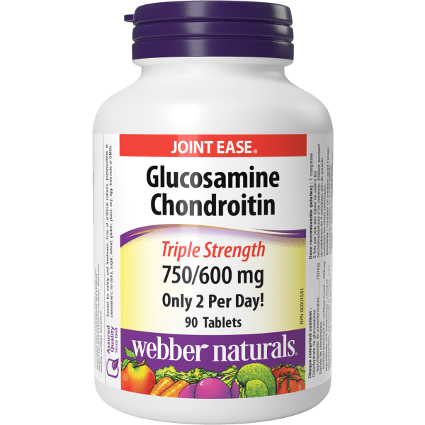 Webber Naturals Glucosamine Chondroitin Triple Strength 750/600 mg Tablets, 90 Tablets