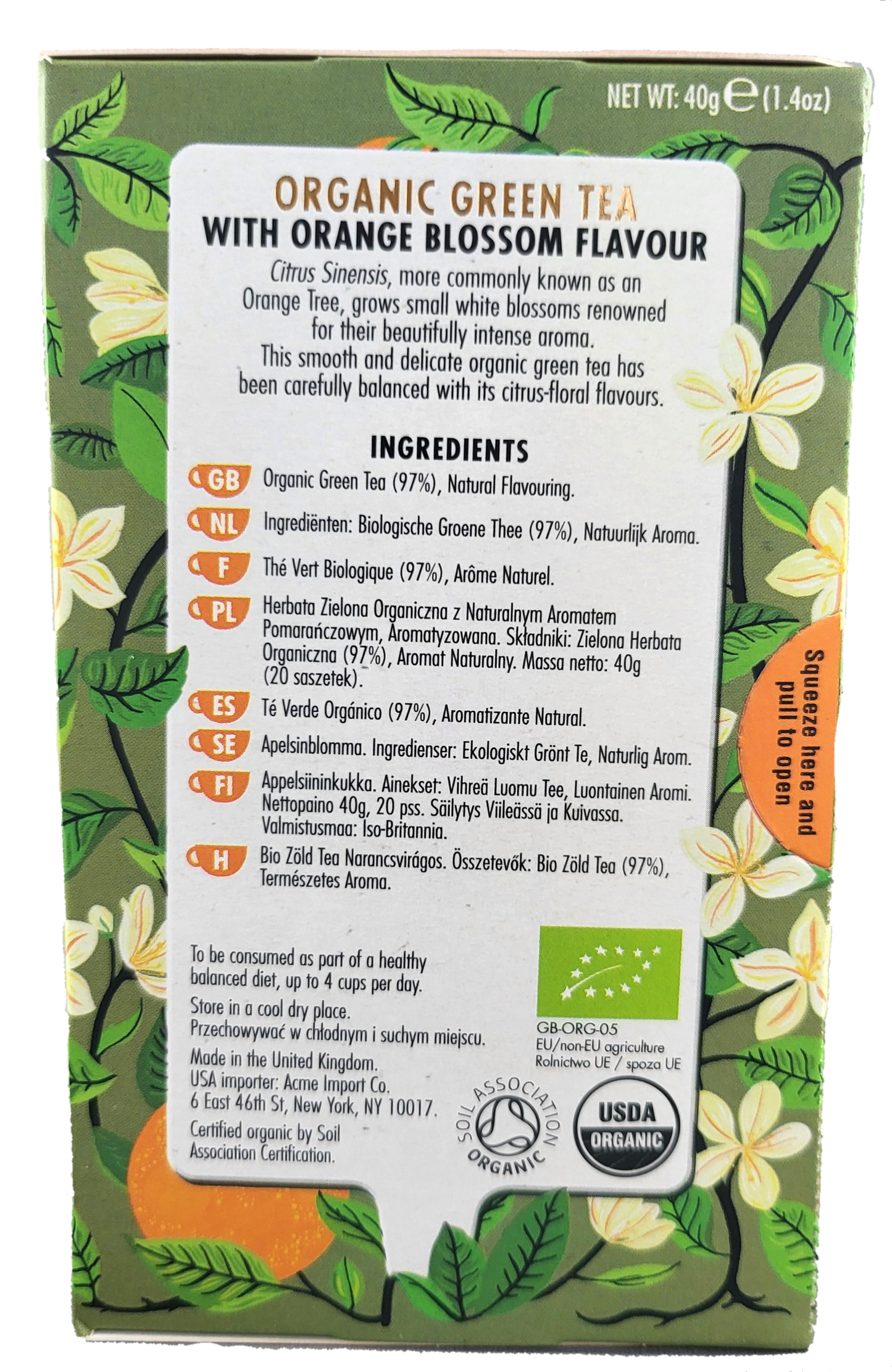 Heath & Heather Organic Green Tea & Orange Blossom