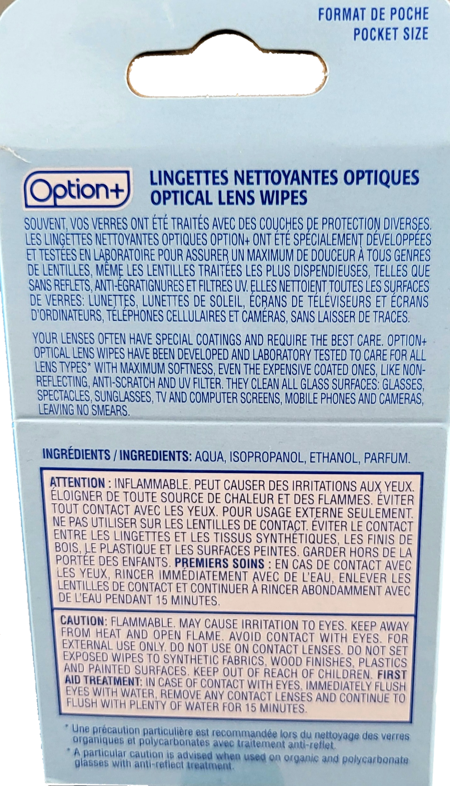 OPTION+ OPTICAL LENS WIPES 24's