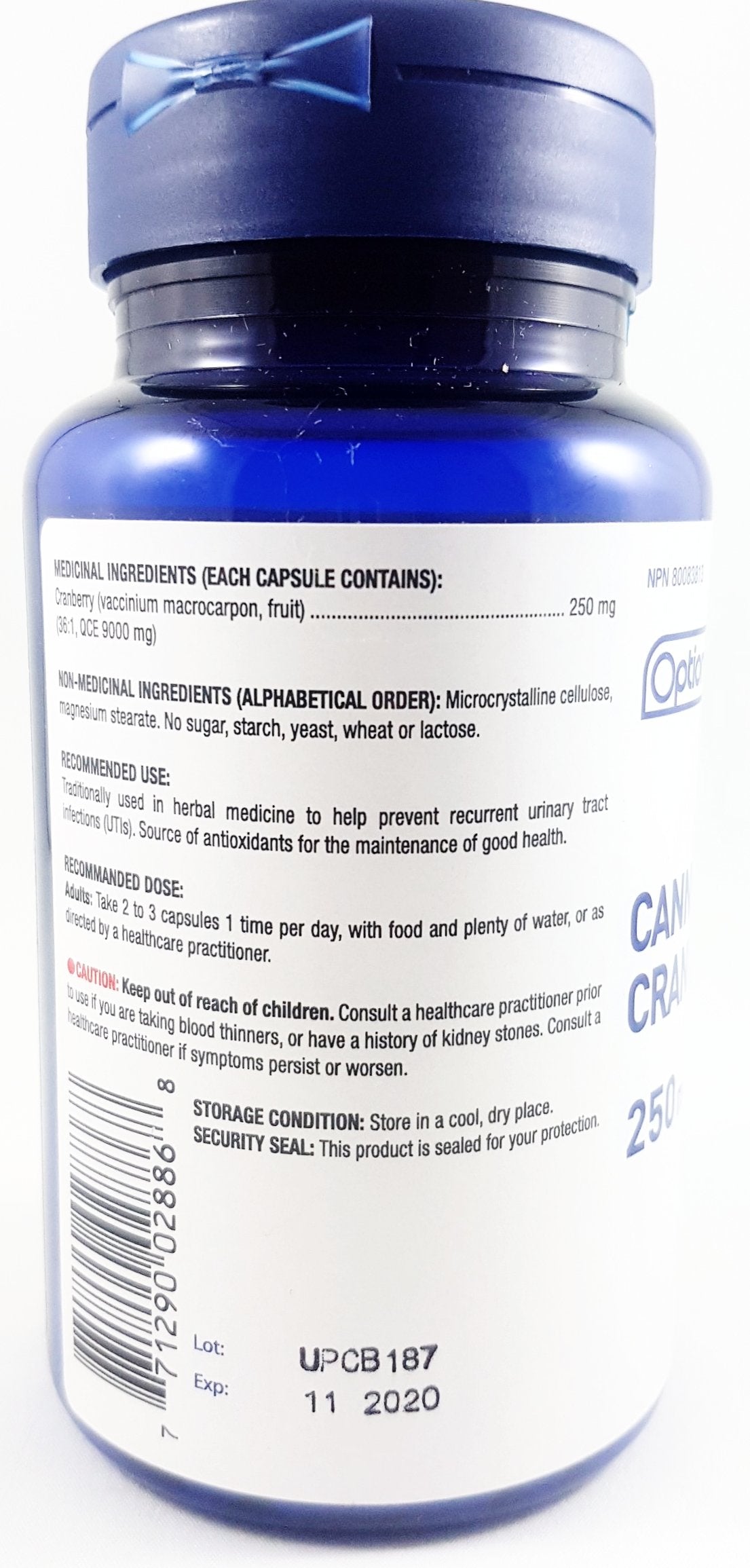 OPTION + CRANBERRY 250MG 100 CAPSULES