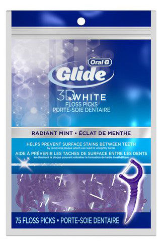 ORAL-B GLIDE 3D WHT FLOSS PICKS 75'S - Queensborough Community Pharmacy