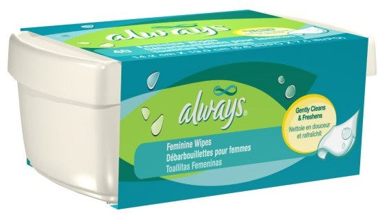 ALWAYS FEMININE WIPES TUB 40'S - Queensborough Community Pharmacy