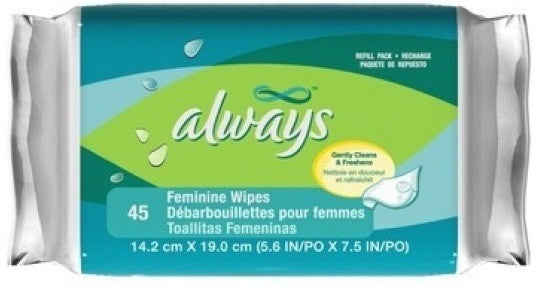 ALWAYS FEMININE WIPES REFILL 45'S - Queensborough Community Pharmacy