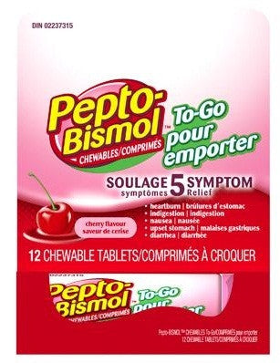 PEPTO BISMOL TO-GO CHEW TABS 12'S - Queensborough Community Pharmacy