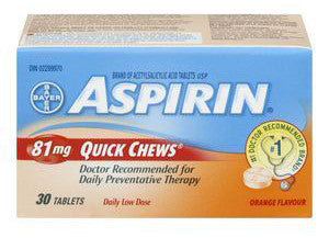 ASPIRIN 81MG QUICK CHEW TABS 30'S - Queensborough Community Pharmacy