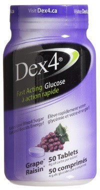 DEX-4 GLUCOSE TABS BOTTLE GRAPE 50'S - Queensborough Community Pharmacy