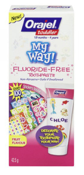 ORAJEL MY WAY FLUORIDE FREE TOOTHPASTE 42.5G - Queensborough Community Pharmacy