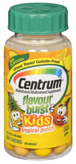 CENTRUM FLAVOURBURST KIDS TROPICAL PUNCH 60'S - Queensborough Community Pharmacy