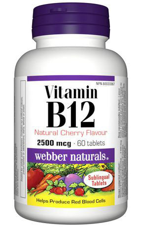 WEBBER VIT B12 CHERRY 2500MCG 60'S - Queensborough Community Pharmacy