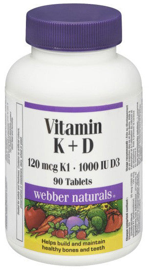 WEBBER VIT K+D 120MCG/1000IU TB 90'S - Queensborough Community Pharmacy