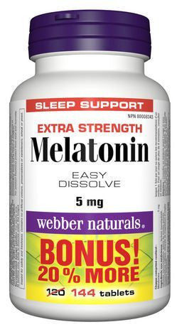 WEBBER MELATONINE 5MG 20% MORE BONUS 144'S - Queensborough Community Pharmacy