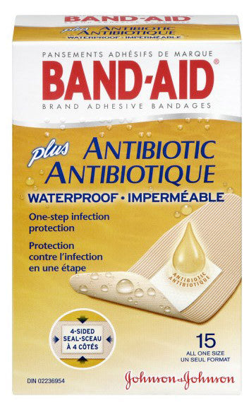 J&J BAND-AID WATERPROOF ANTIBIOTIC 15'S - Queensborough Community Pharmacy