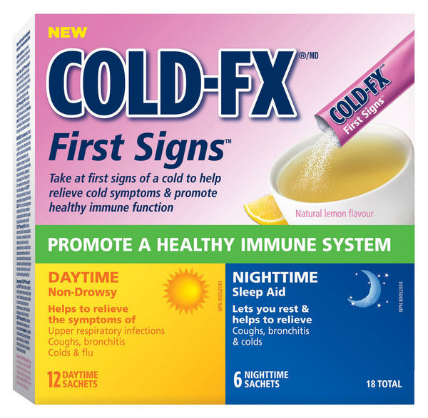 COLD-FX FIRST SIGNS 12 DAYTIME/6 NIGHTTIME SACHETS 18'S - Queensborough Community Pharmacy