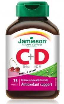 JAMIESON CHEW VIT C+D MORELLO CHERRY 75'S - Queensborough Community Pharmacy