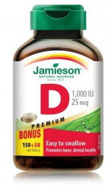 JAMIESON VIT D 1000IU SOFT GEL 150+30'S - Queensborough Community Pharmacy