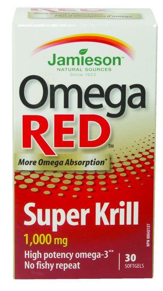 JAMIESON OMEGA RED SUPER KRILL 1000MG SOFTGEL CAPS 30'S - Queensborough Community Pharmacy
