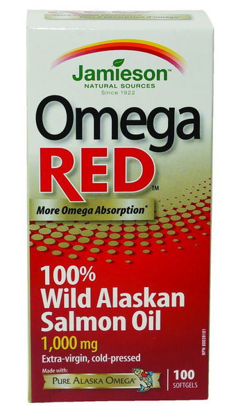 JAMIESON OMEGA RED WILD ALASKAN SALMON OIL SOFTGEL CAPS 100'S - Queensborough Community Pharmacy