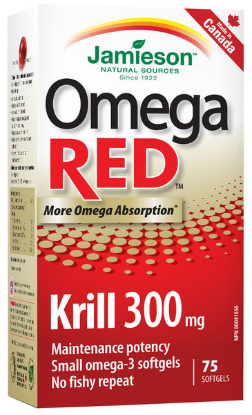 JAMIESON OMEGA RED KRILL 300MG SOFTGEL CAPS 75'S - Queensborough Community Pharmacy