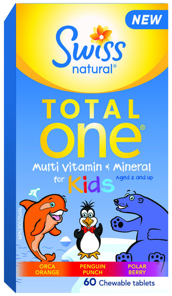 SWISS TOTAL ONE KIDS M/VIT CHEW TABS IRON FREE 60'S - Queensborough Community Pharmacy