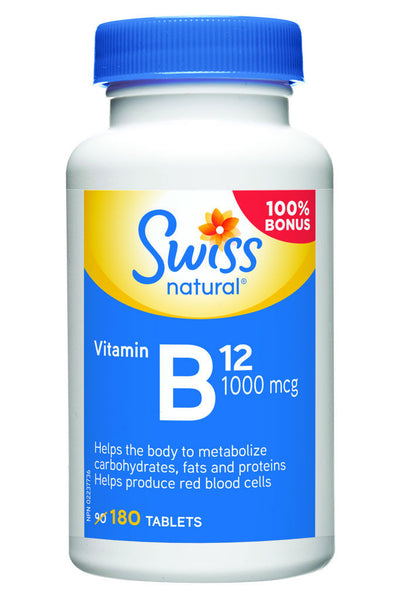 SWISS VITB12 1000MCG TAB BONUS 180'S - Queensborough Community Pharmacy