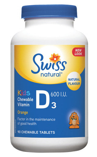 SWISS VIT D3 600IU KIDS ORANGE CHEW90'S - Queensborough Community Pharmacy