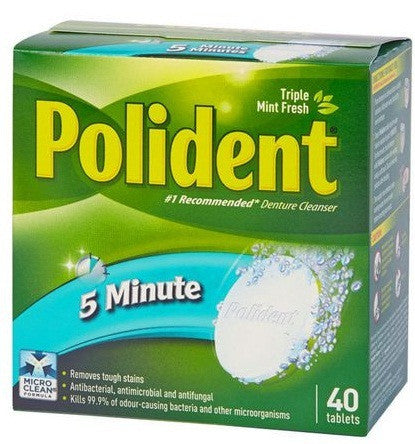 POLIDENT 5-MIN DENTURE CLEANSER TABS 40'S - Queensborough Community Pharmacy