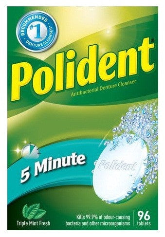 POLIDENT 5-MIN DENTURE CLEANSER TABS 96'S - Queensborough Community Pharmacy