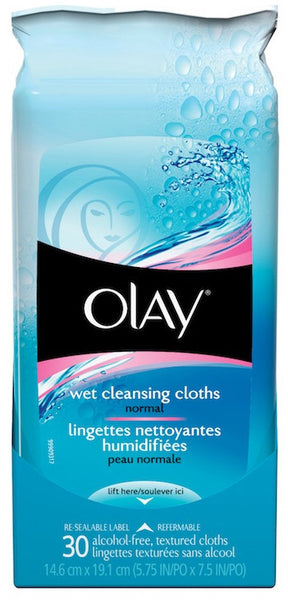 OLAY WET CLEANSING CLOTH NORMAL 30'S - Queensborough Community Pharmacy