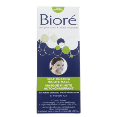 BIORE SELF HEATING CHARCOAL MASK SELF HEATING 1 MIN MASK 4'S - Queensborough Community Pharmacy