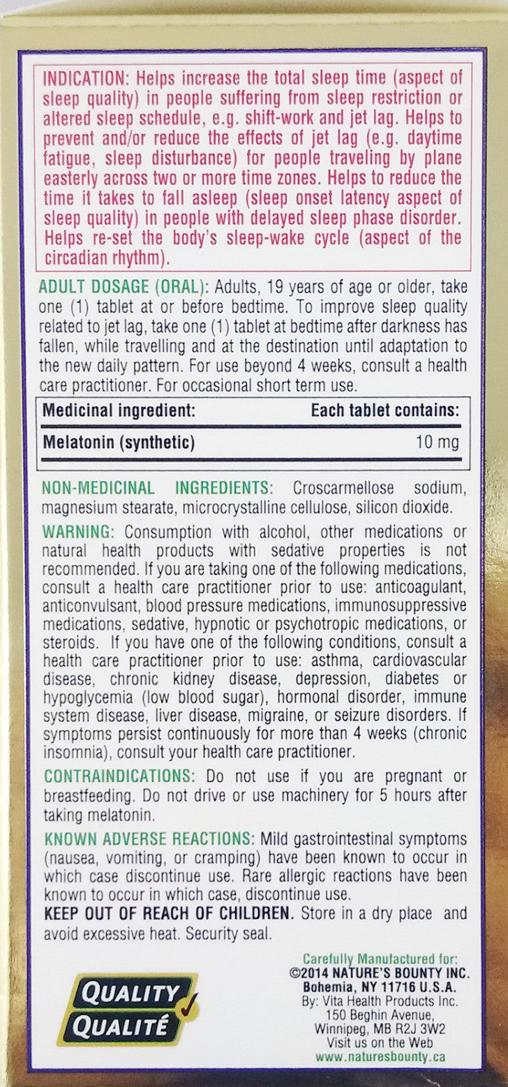 NATURE'S BOUNTY MELATONIN 10MG 180'S - Queensborough Community Pharmacy - 2