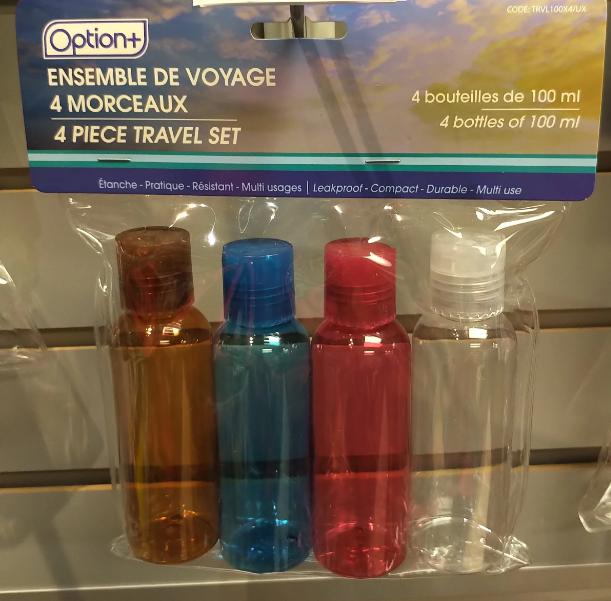 OPTION+ CLEAR TRAVEL BOTTLE 4X100ML