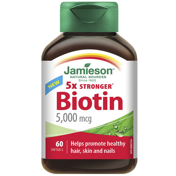 JAMIESON BIOTIN 5000MCG SOFTGEL CAPS 60'S - Queensborough Community Pharmacy