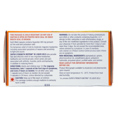 MOTRIN IB LIQUID GELS SUP-STR 400MG60'S - Queensborough Community Pharmacy - 2