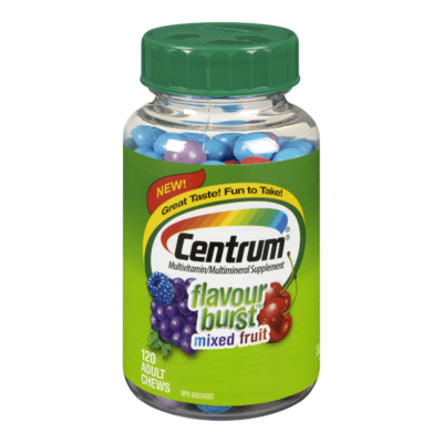 CENTRUM FLAVOURBURST ADULTS MIXED FRUIT 120'S - Queensborough Community Pharmacy