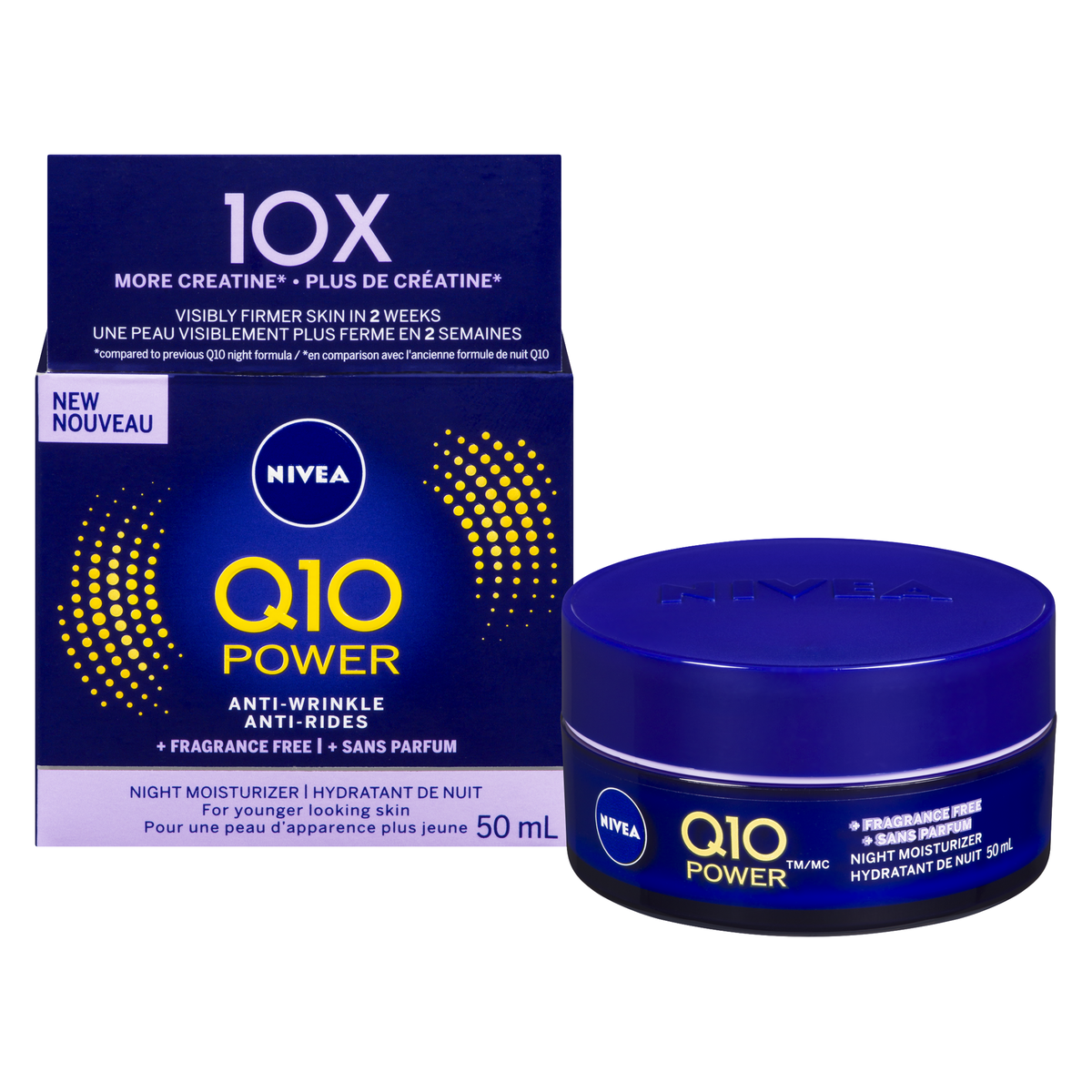 NIVEA Q10 Power Anti-Wrinkle + Fragrance Free Night Cream, 50 mL