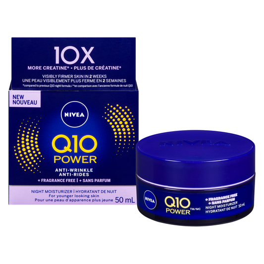 NIVEA Q10 Power Anti-Wrinkle + Fragrance Free Night Cream, 50 mL