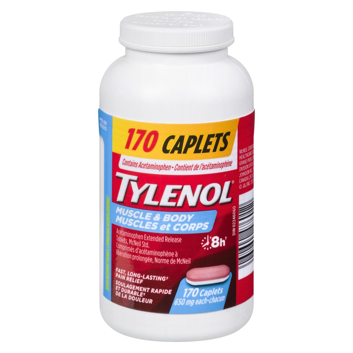 TYLENOL Muscle & Body Pain Relief 650 mg Extended Release Bi-Layer Caplets, 170 Caplets