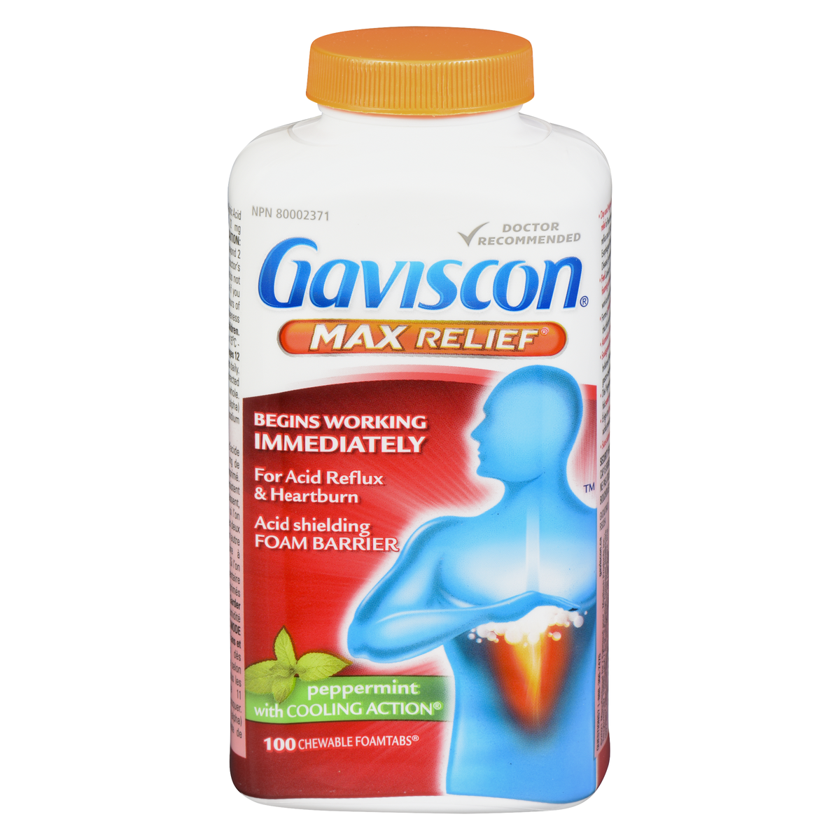 Gaviscon Max Relief Peppermint Chewable Tablets, 100 Tablets