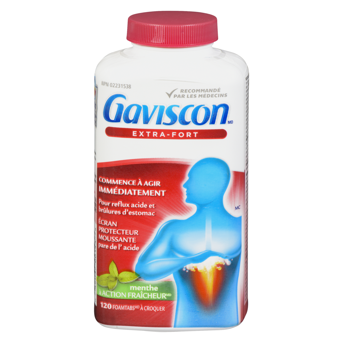 Gaviscon Extra Strength Peppermint with Cooling Action Chewable Tablets, 120 Count