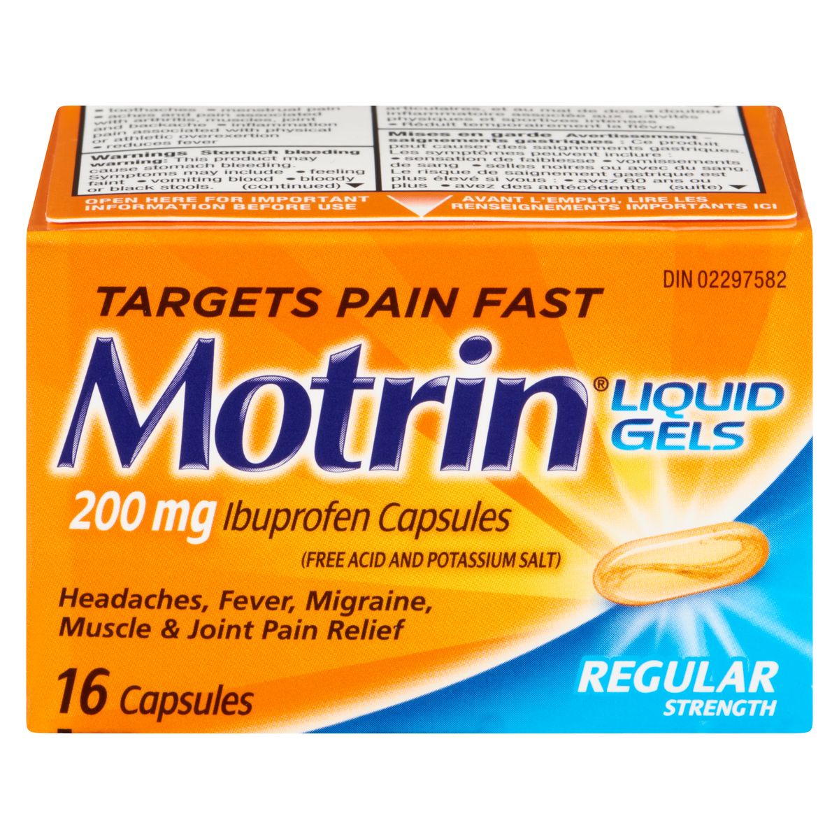 Motrin Liquid Gels Regular Strength Ibuprofen 200 mg, 16 Capsules