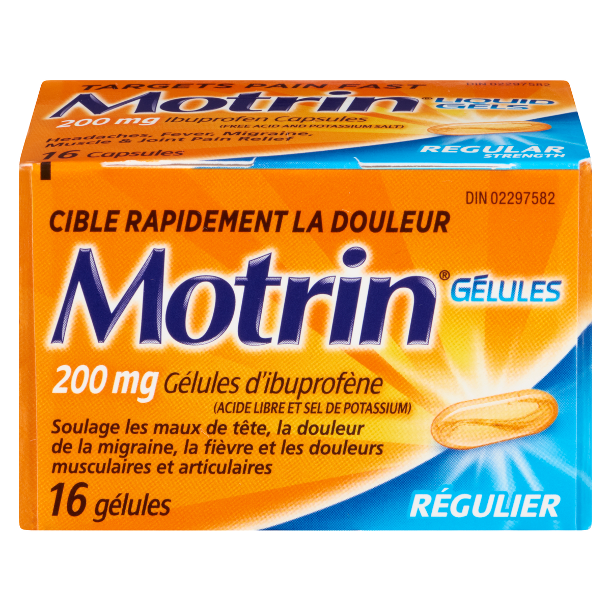 Motrin Liquid Gels Regular Strength Ibuprofen 200 mg, 16 Capsules
