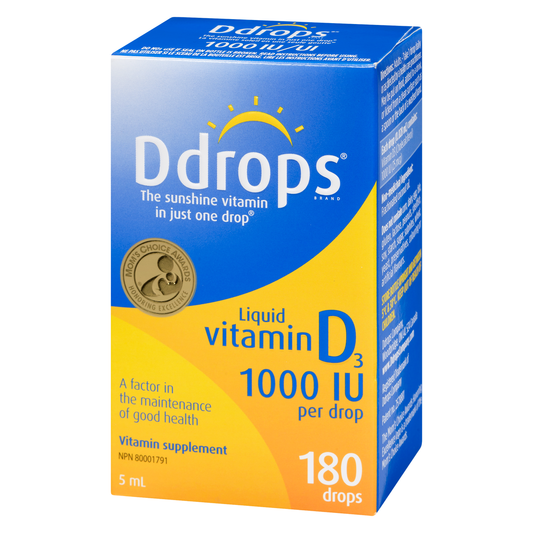 Ddrops Adult Liquid Vitamin D3 1000 IU, 180 Drops (5 mL)