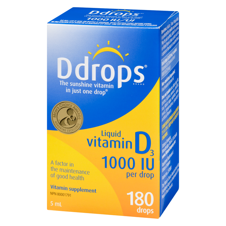 Ddrops Adult Liquid Vitamin D3 1000 IU, 180 Drops (5 mL)