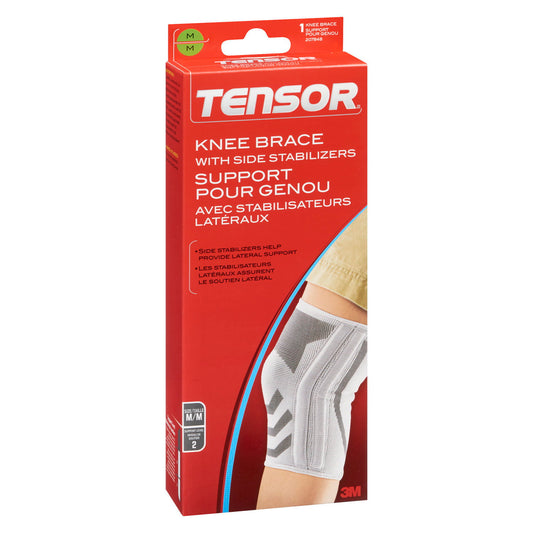Tensor Knee Brace with Side Stabilizers, Medium, White/Grey