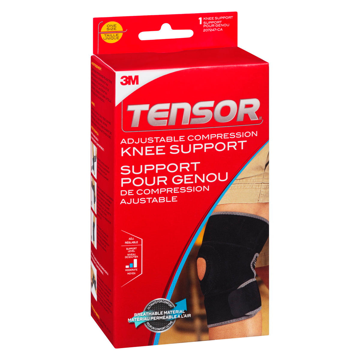 Tensor Adjustable Compression Knee Support, Black/Grey