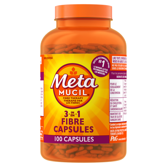 Metamucil 3-in-1 MultiHealth Fibre Capsules, Sugar-Free, 100 Capsules