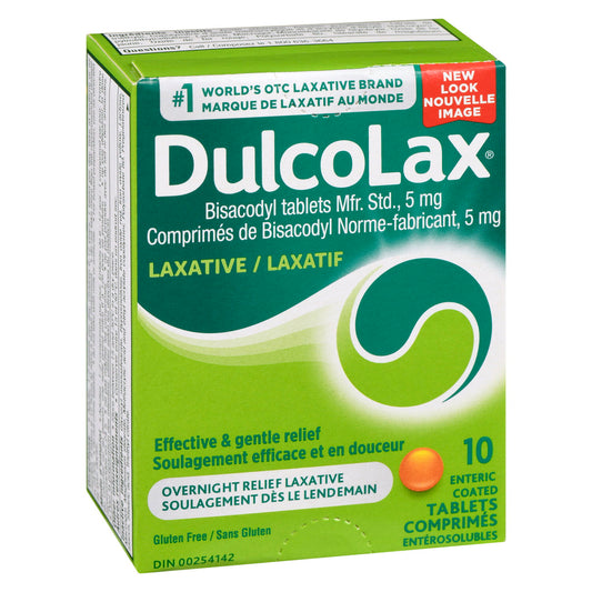 Dulcolax Bisacodyl 5 mg Enteric-Coated Tablets, 10 Tablets