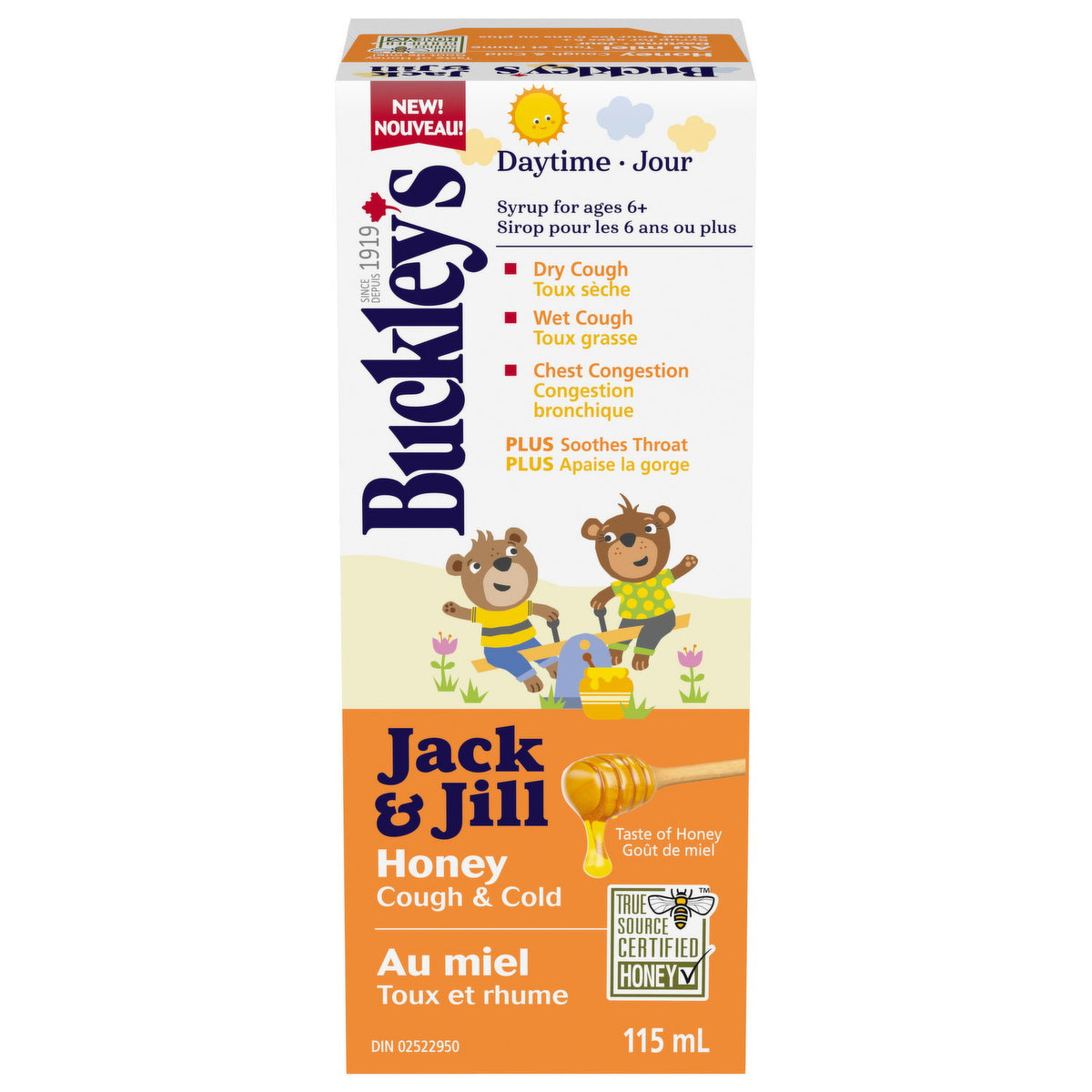 Buckley's Jack & Jill Honey Daytime Cough & Cold Syrup for Kids, 115 mL