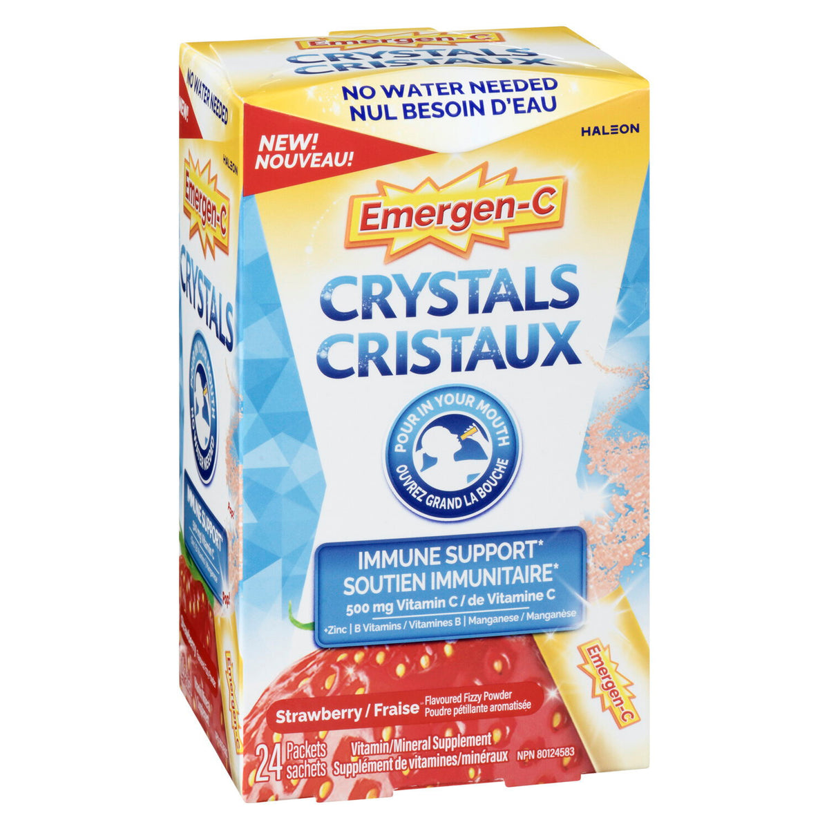 Emergen-C Crystals Strawberry, 24 Packets