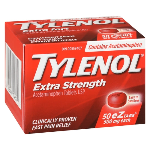 Tylenol Extra Strength eZTabs Acetaminophen 500 mg, 50 Tablets